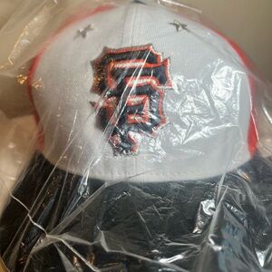 New Era White and Black Hat with Red Accents